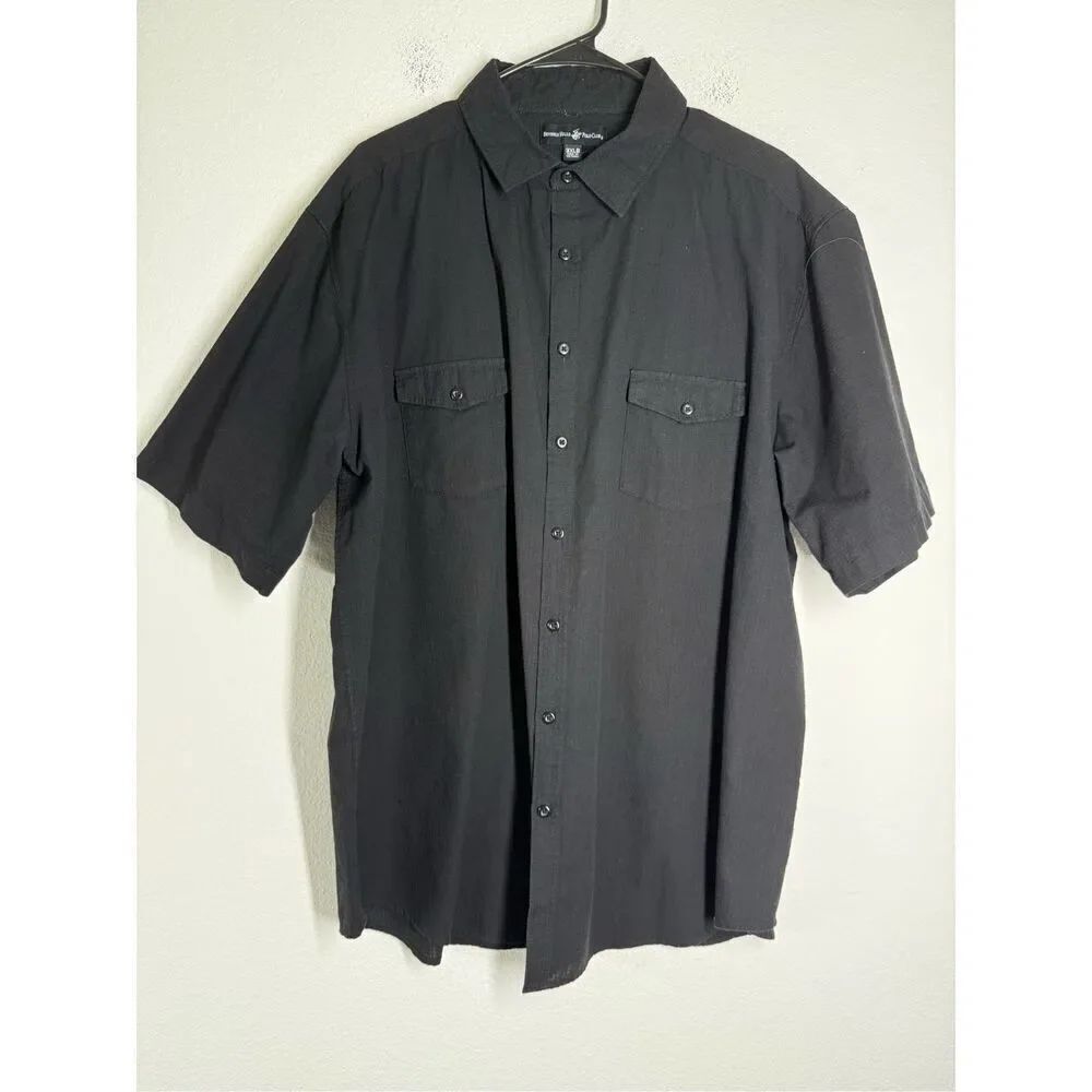 Beverly Hills Polo Club Short Sleeve Button Up Shirt Black Cotton Blend Sz 3XL